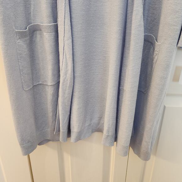 Jones Studio Size 3X 1/4 Sleeve Blue Open Front Cardigan - Picture 4 of 9